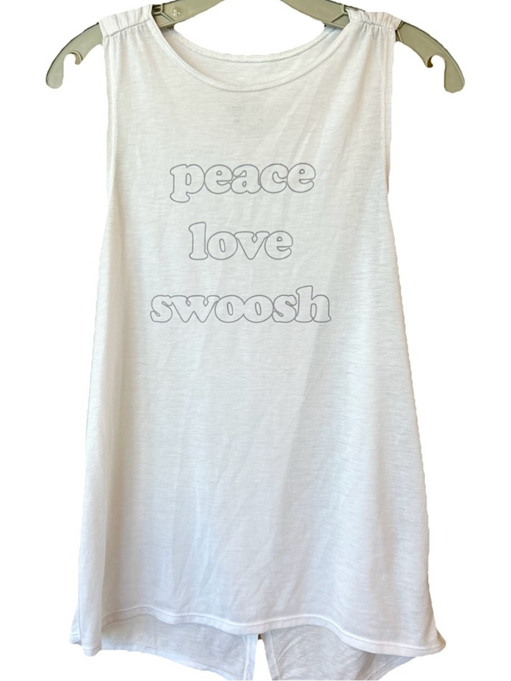 Nike Dri-FIT “Peace Love Swoosh” White Tank Women’s M Graphic Workout Top